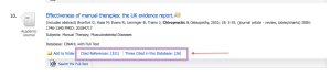 CINAHL Result with cited reference and times cited links.